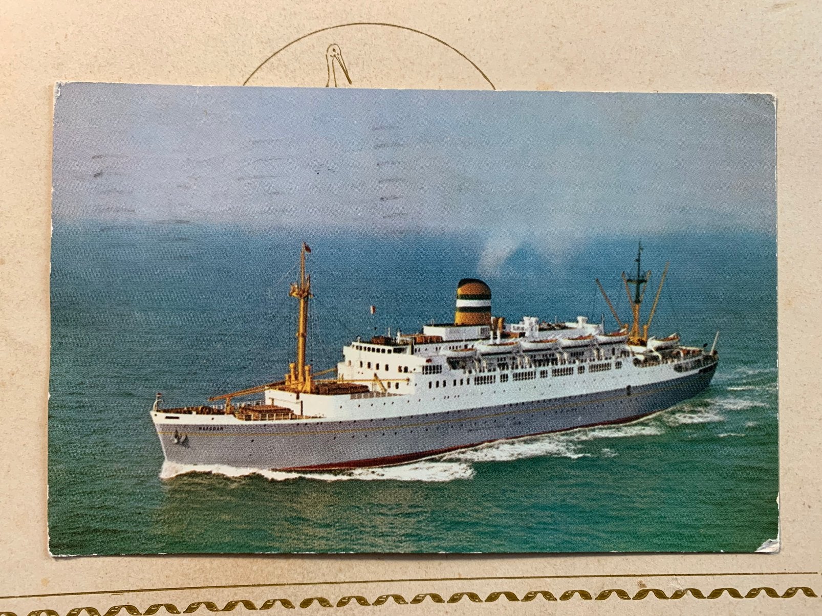 1968 Holland America Line - SS Maasdam, Verzamelen, Ophalen of Verzenden, Gebruikt, Motorboot, Kaart, Foto of Prent