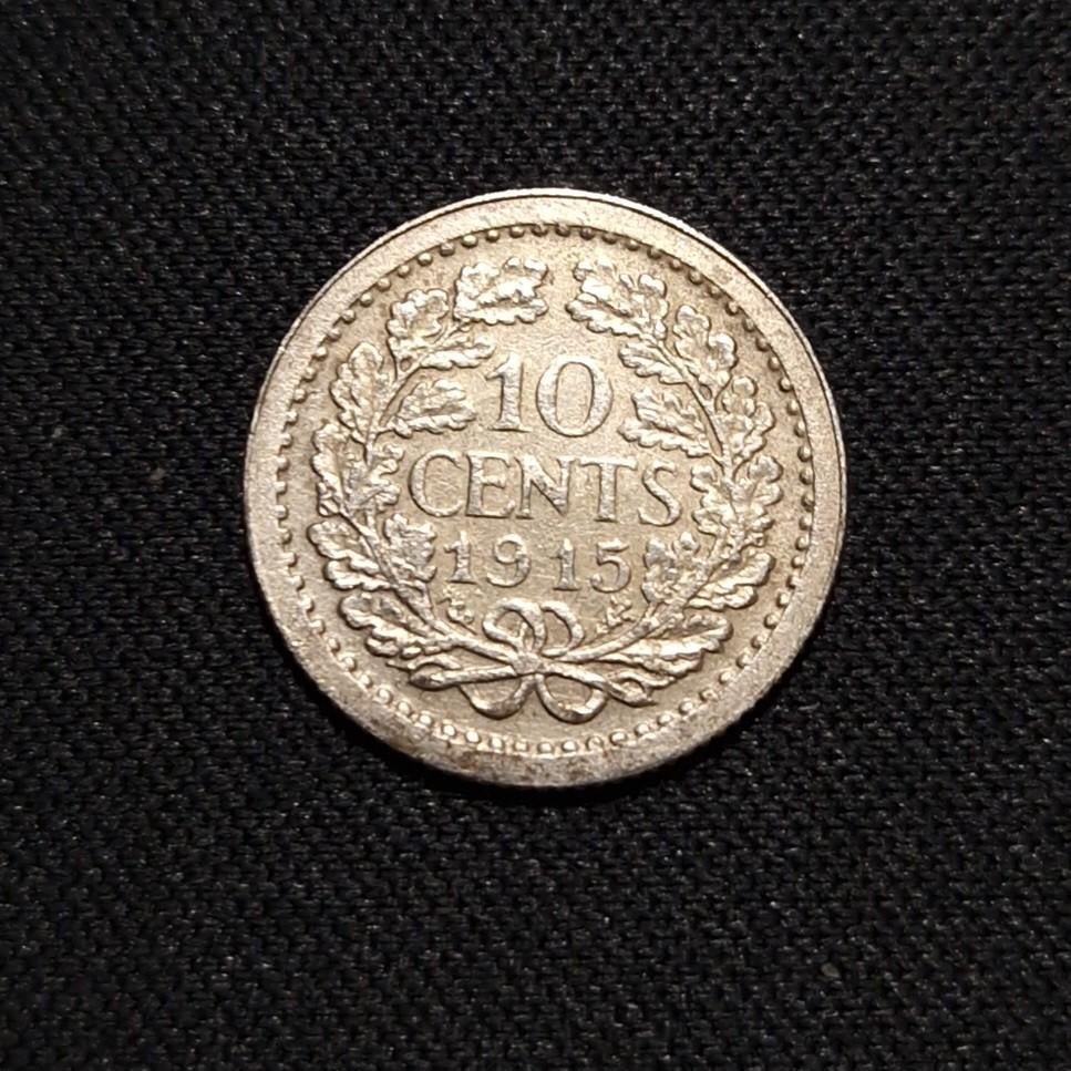 10 cent 1915, Postzegels en Munten, Munten | Nederland, Verzenden, Zilver, 10 cent, Koningin Wilhelmina