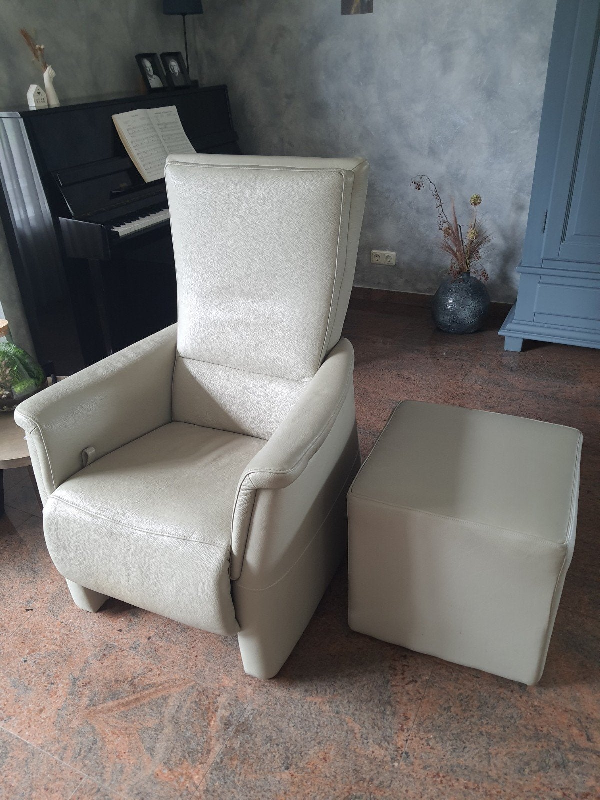 Relaxstoel, Ophalen, Minder dan 75 cm, Leer, 50 tot 75 cm