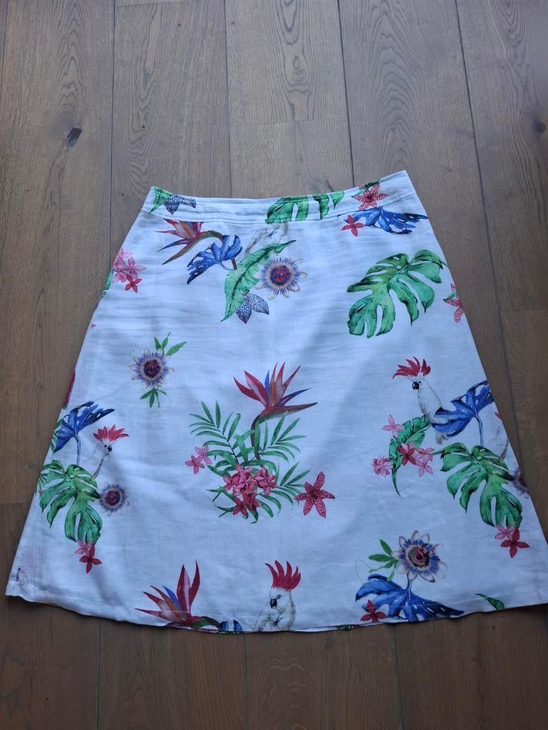 Gerry Weber rok wit met kaketoe en passiflorabloem, Gerry weber, Ophalen of Verzenden, Zo goed als nieuw, Wit