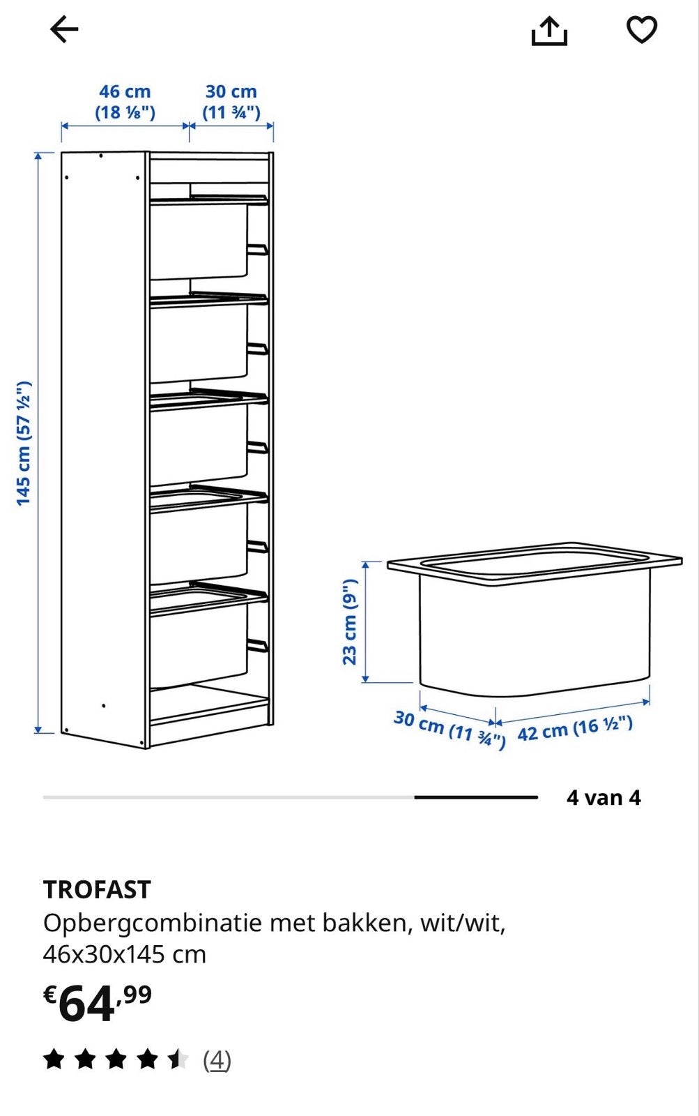 IKEA TROFAST kast met twee lichte beschadigingen, Huis en Inrichting, Ophalen, Met plank(en), Minder dan 50 cm, Gebruikt