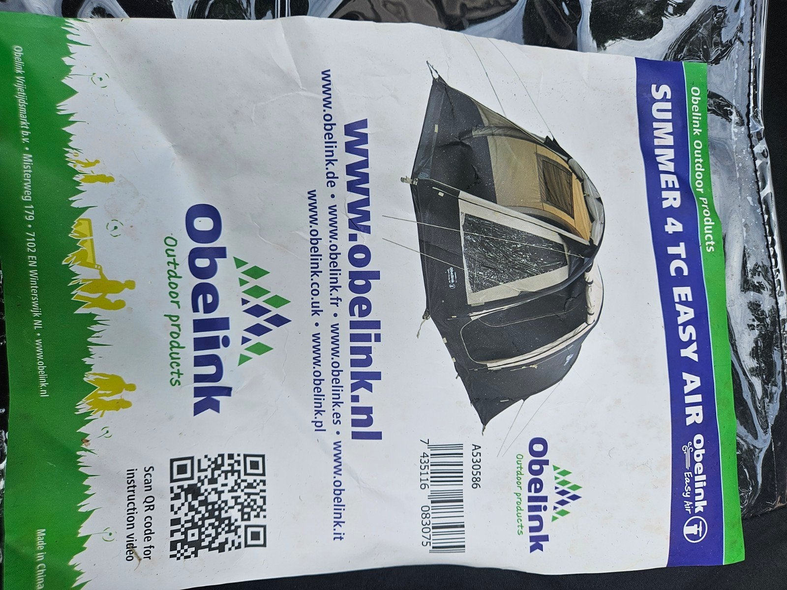 Obelink Summer 4 TC Easy Air opblaasbare tent, Ophalen, Zo goed als nieuw
