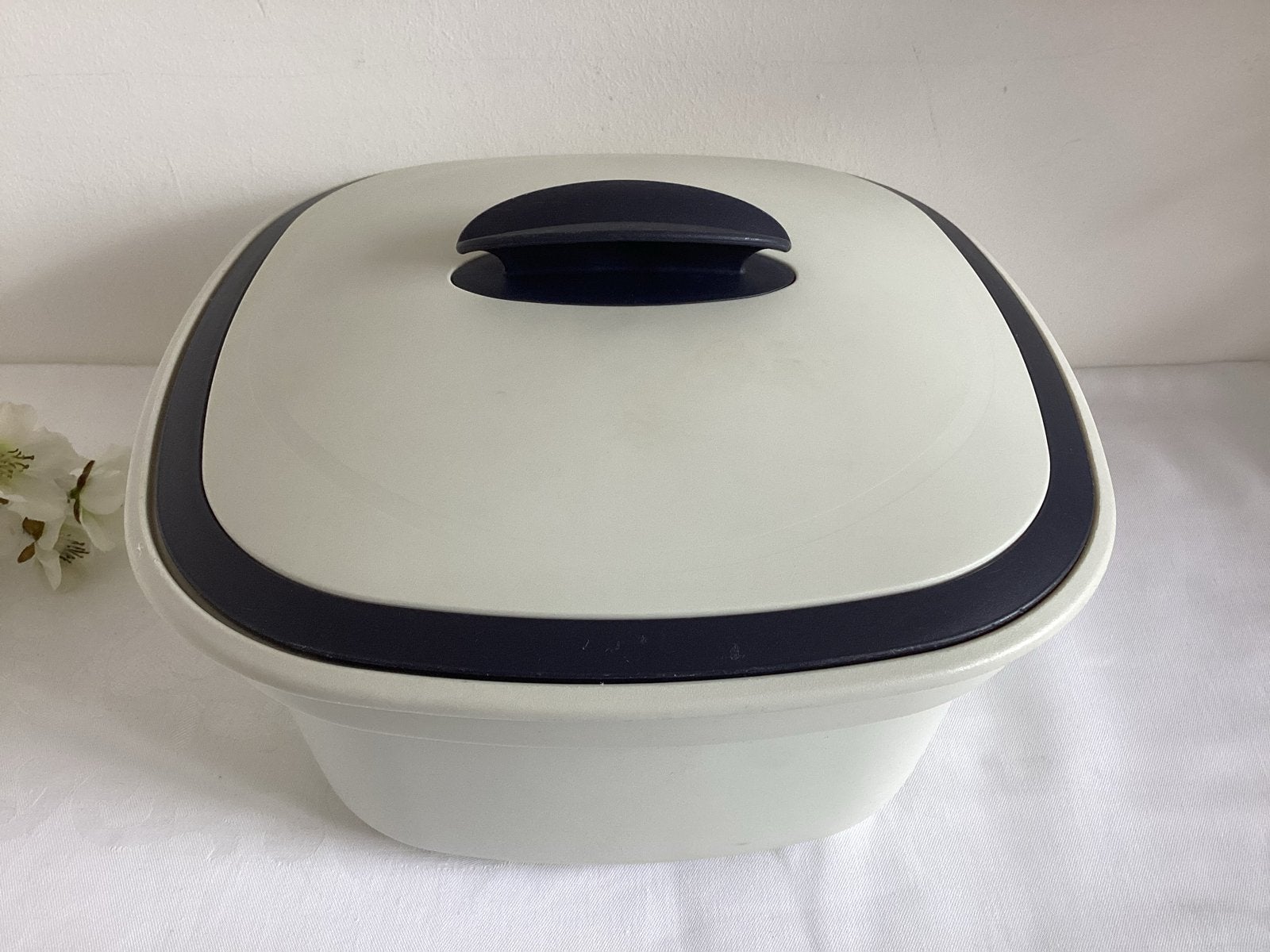 Tupperware Serveerwonder blauw wit 3-delig, Ophalen of Verzenden, Overige kleuren, Schaal, Met deksel