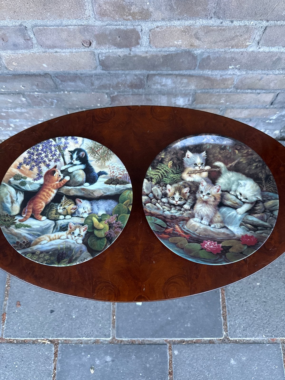 Twee decoratieve kattenborden van Kahla, 20 cm, Ophalen