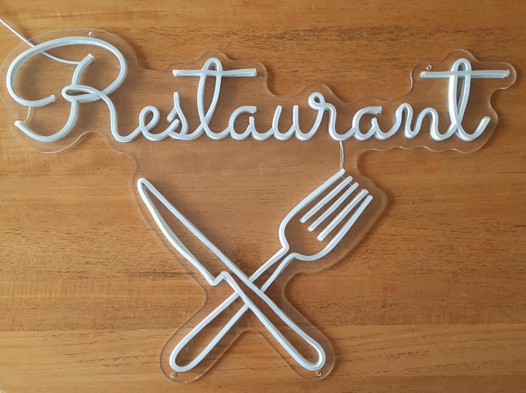 Reclamebord neon Restaurant, Ophalen, Gebruikt, Reclamebord