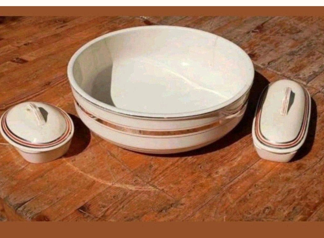 Antieke lampetset, wit met rode en zwarte strepen, Antiek en Kunst, Ophalen of Verzenden