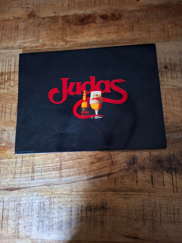 Judas Bier Reclamebord Karton, Ophalen of Verzenden, Gebruikt, Reclamebord