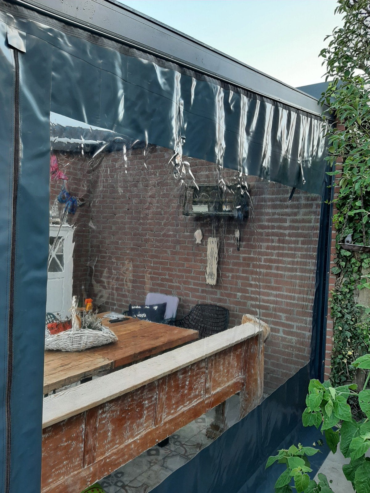 Verandazeil antraciet, Ophalen, Zo goed als nieuw, Veranda