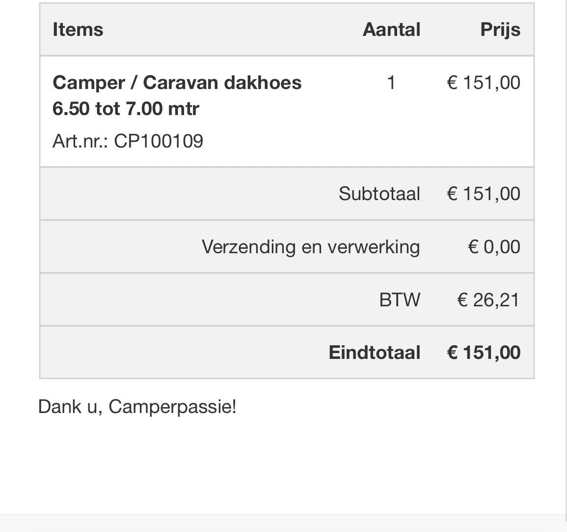 Camper/caravan dakhoes, Tickets en Kaartjes, Eén persoon, Overige soorten