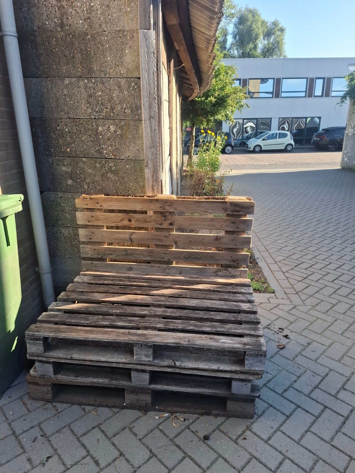 Palletbank van 4 losse pallets, Ophalen, Gebruikt, 50 mm of meer, Minder dan 200 cm