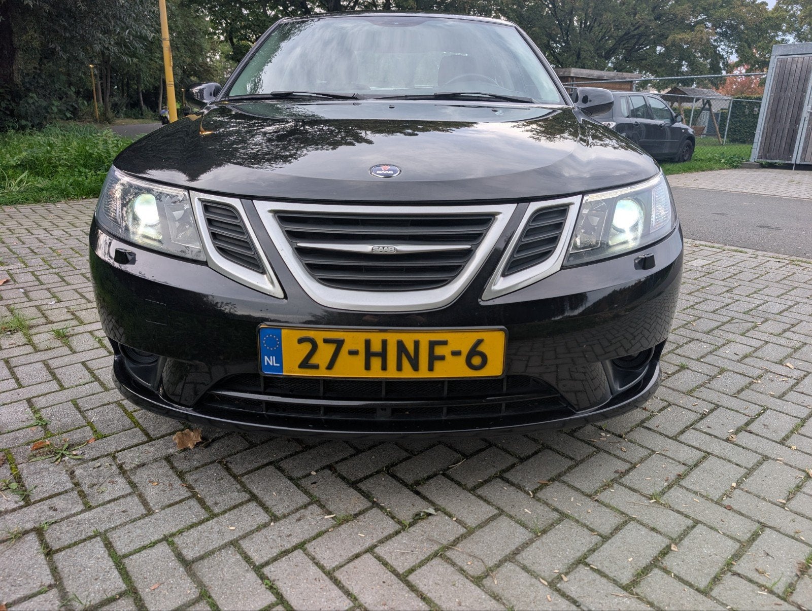 Saab 9-3 1.8 T Sport Sedan 2009 Zwart NAP, Auto's, Zwart, 4 cilinders, Leder en Stof, Zwart