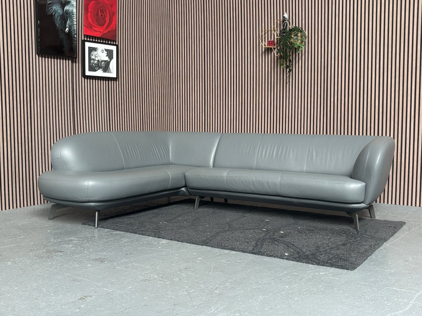 GRATIS LEVERING Leolux Flint Hoekbank Leer 275x210 GEREINIGD
