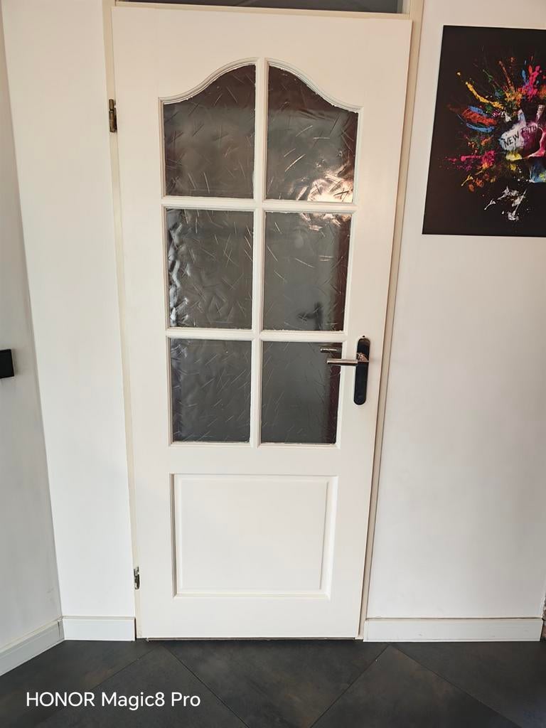 Opdekdeur 201,5 x 78 cm met glas, evt. met beslag, Ophalen, Gebruikt, Minder dan 80 cm, Binnendeur