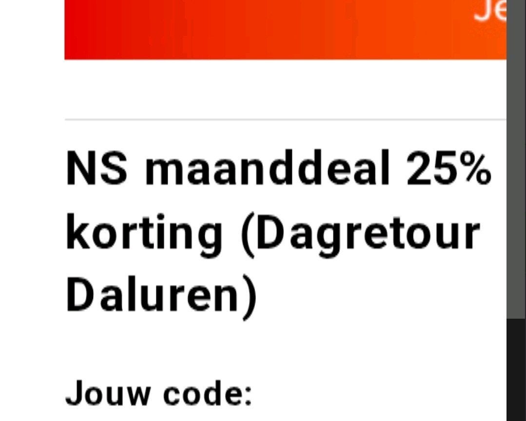 NS korting code daluren, Tickets en Kaartjes, Eén persoon, Kortingsbon, Overige typen
