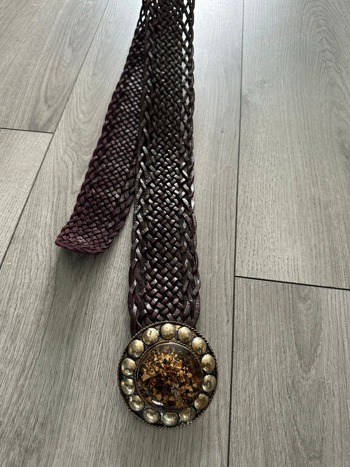 Gevlochten Heupriem met Grote Decoratieve Gesp, Echt leder, Heupriem, Ophalen of Verzenden, Gedragen