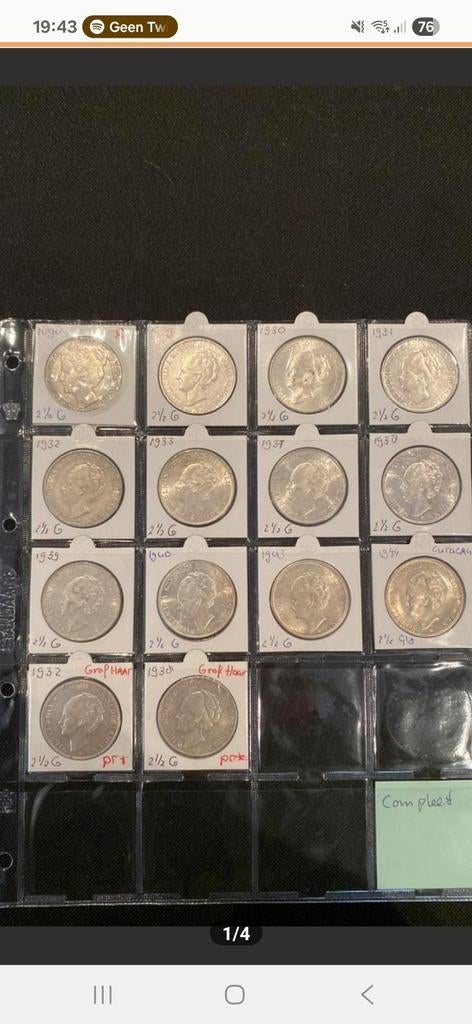 Wilhelmina zilveren rijksdaalders, Postzegels en Munten, Munten | Nederland, Ophalen of Verzenden, Koningin Wilhelmina, 2½ gulden