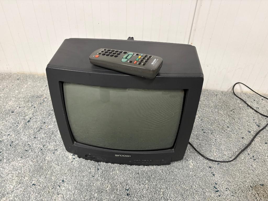 Sharp 14 inch CRT tv + remote jaren 90, Ophalen of Verzenden, Gebruikt, Minder dan 40 cm, Sharp