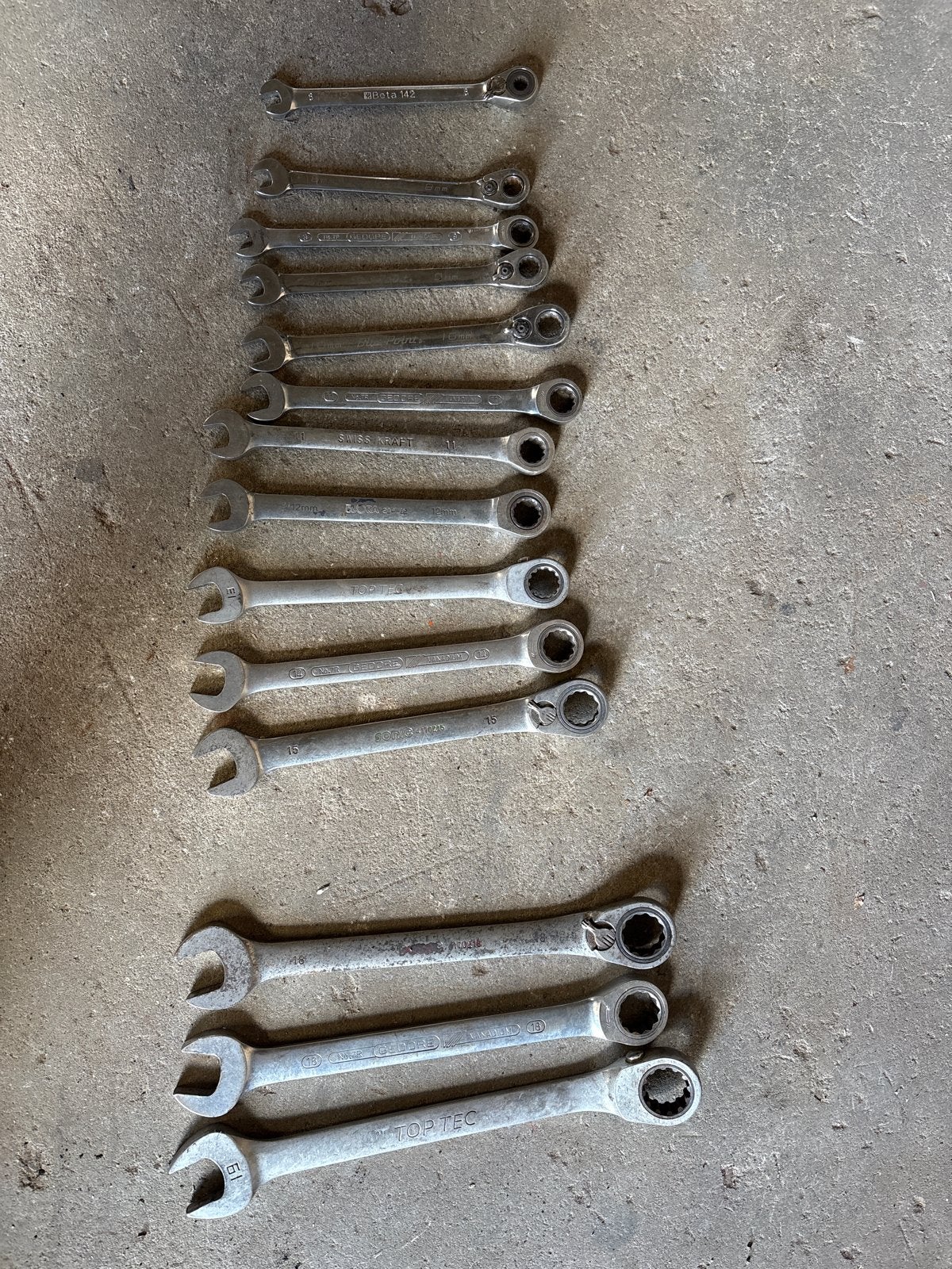 Steekring ratelsleutels diverse merken 6mm-19mm, Ophalen, Gebruikt, Sleutel/ratel, Overige merken