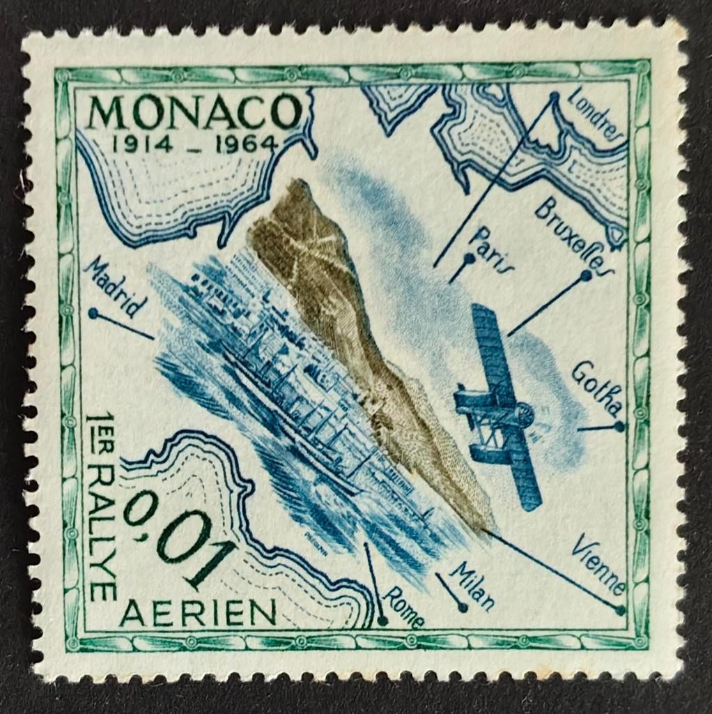 MONACO - Vliegralley naar Monaco 1964, Postzegels en Munten, Verzenden, Monaco, Postfris