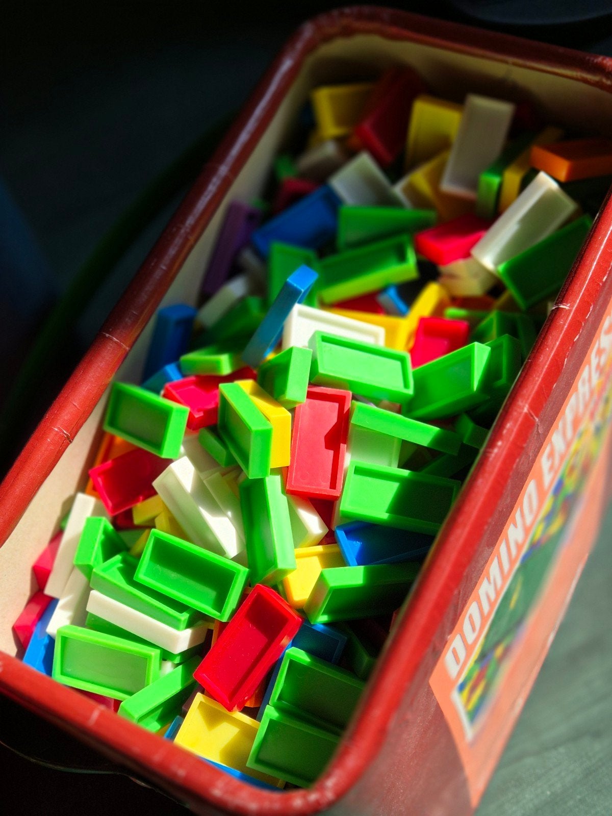 Domino blokjes, een doos vol, Ophalen, Gebruikt