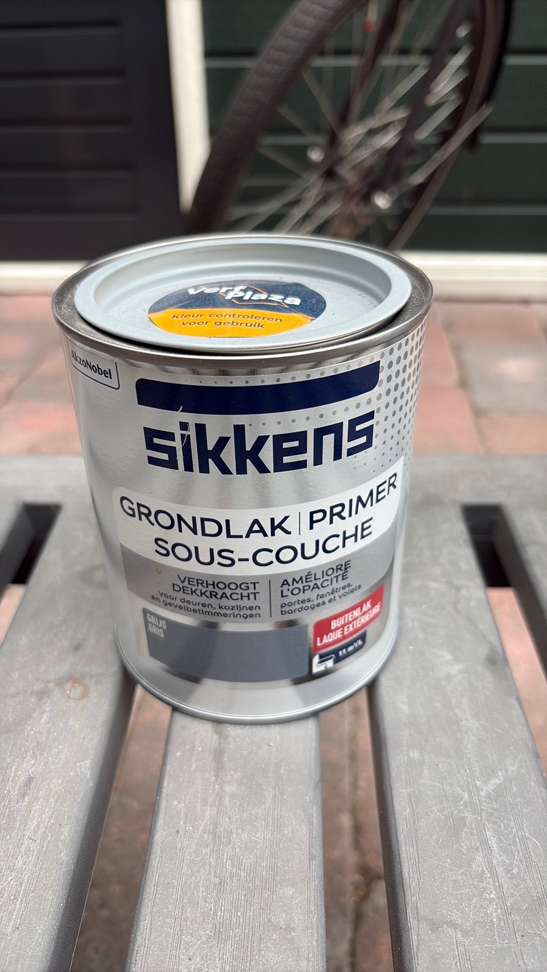 Ongeopend Sikkens grijze grondverf buitenlak 0.75L, Doe-het-zelf en Verbouw, Verf, Beits en Lak, Nieuw, Ophalen of Verzenden, Lak
