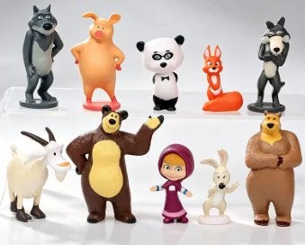 Masha en de beren collectors figuren set 10 stuks (6cm), Ophalen of Verzenden, Nieuw