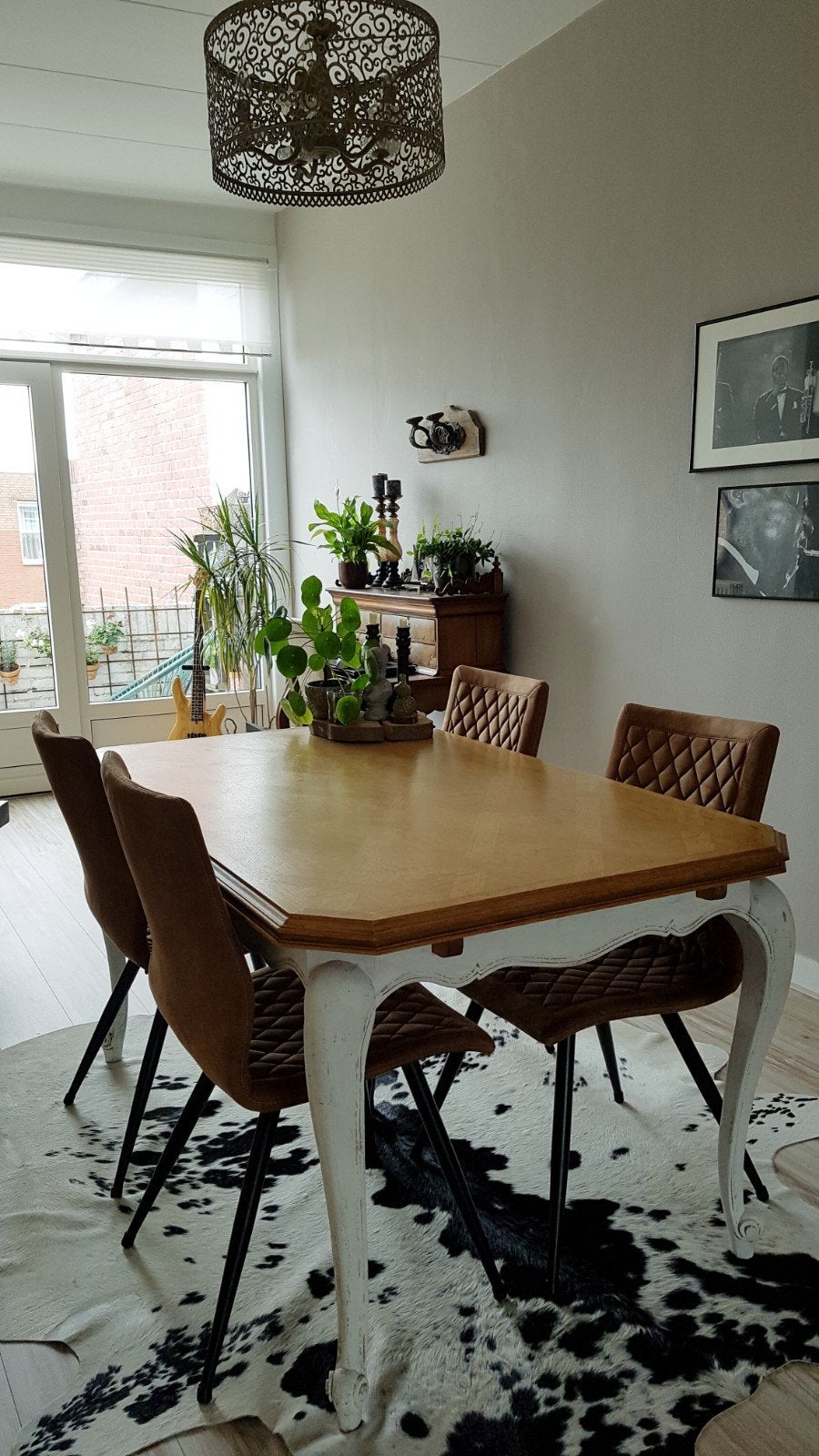 Vintage brocante landelijk Queen Anne uitschuifbare eettafel, Ophalen, 100 tot 150 cm, 50 tot 100 cm, Zo goed als nieuw