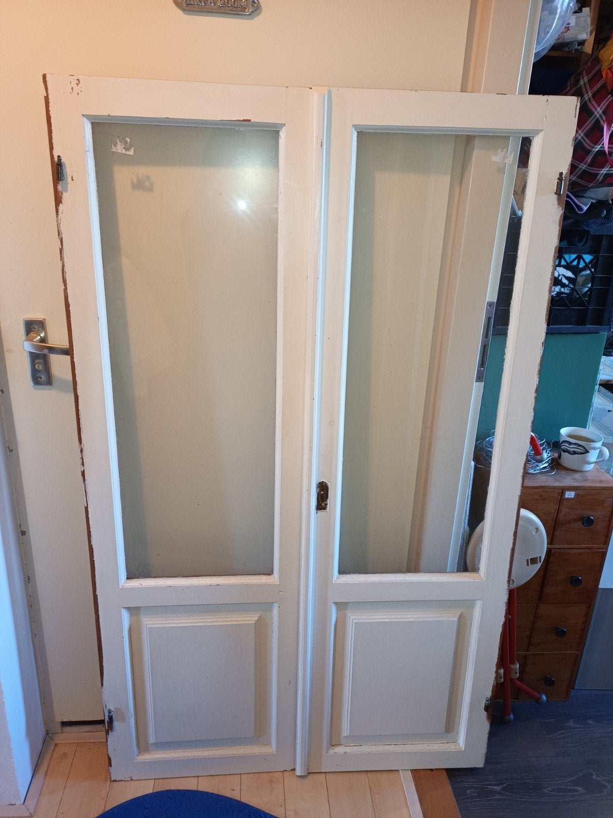 suite deuren kast deurtjes vintage brocante, Ophalen, Glas, Binnendeur, Minder dan 200 cm