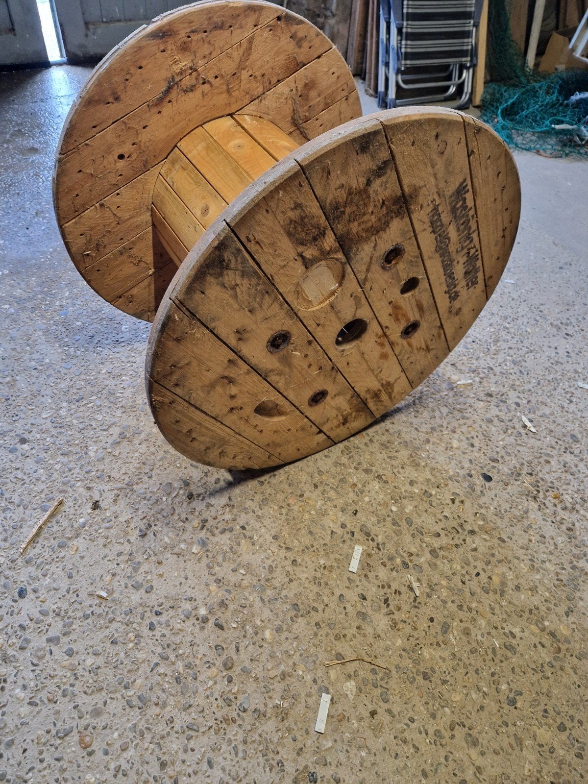 kabel haspel hout, Ophalen of Verzenden, Gebruikt, Rond, Hout