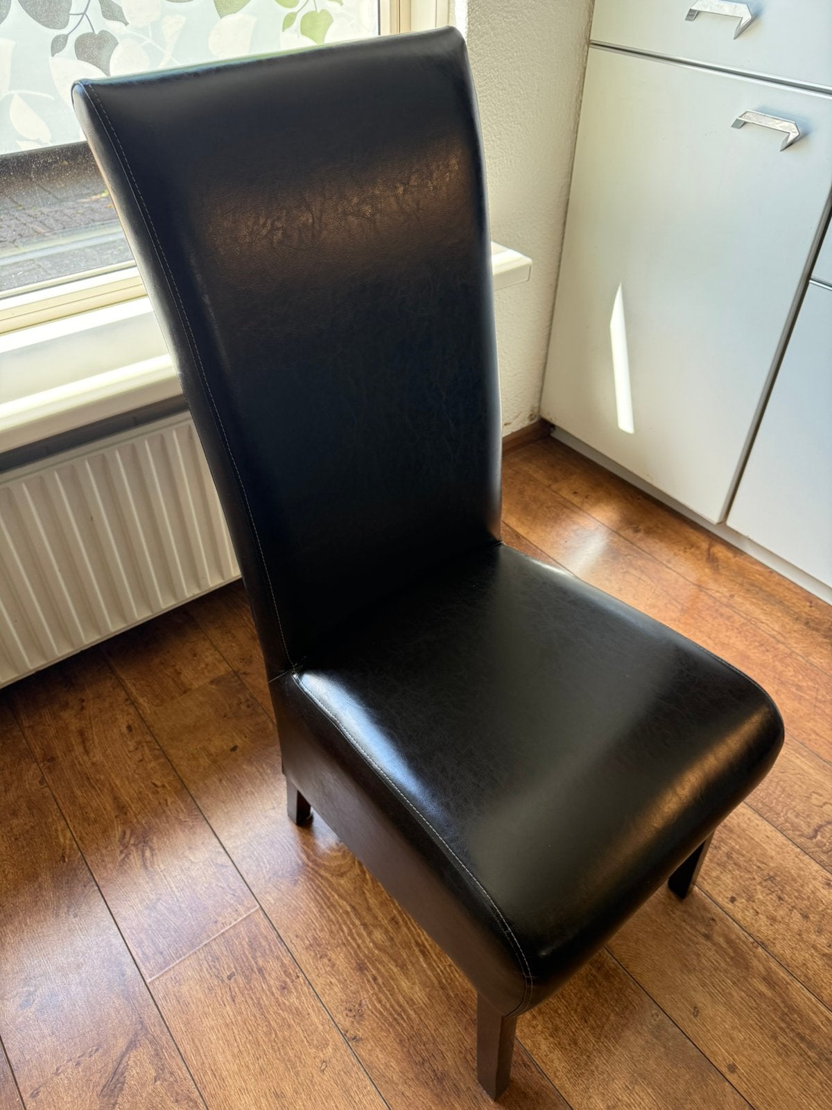 6 eetkamerstoelen, Huis en Inrichting, Ophalen, Bruin, Leer, Zo goed als nieuw