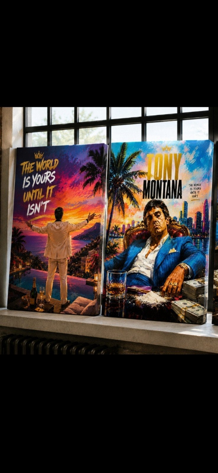 Prachtige 2-luik: Tony Montana "The World Is Yours", Ophalen of Verzenden