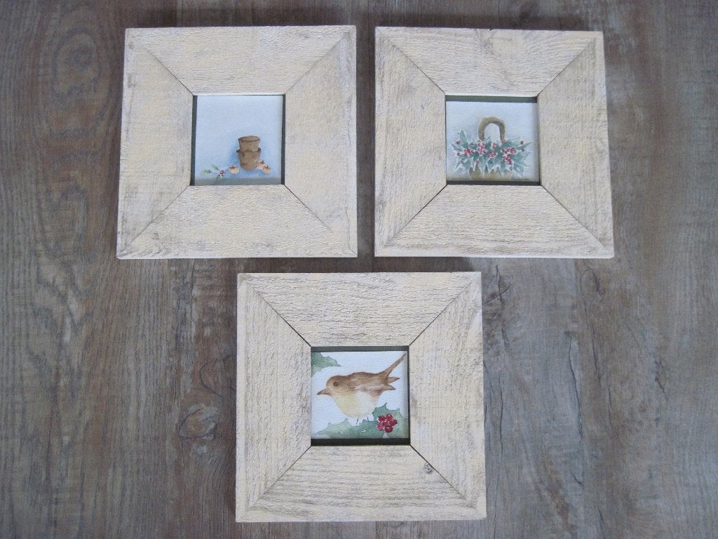 3 houten fotolijsten  23 x 23 cm, Ophalen of Verzenden, Gebruikt, Hout