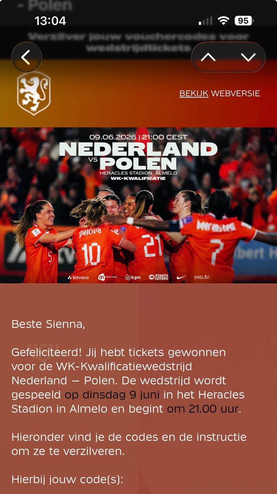 Tickets nederland-polen 9 juni, Tickets en Kaartjes, Sport | Voetbal, Losse kaart, Drie personen of meer, Juni, Nederlands elftal
