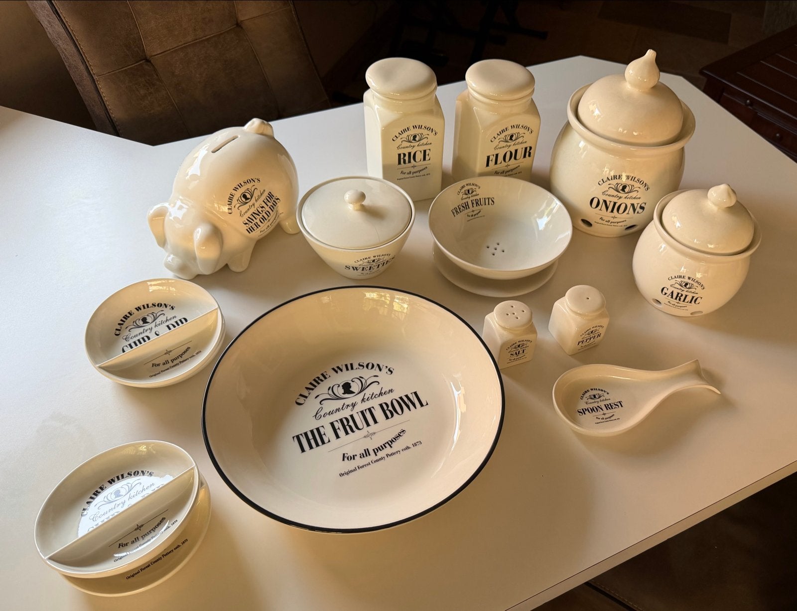 Claire Wilson Keukenservies - Puntgaaf Assortiment, Ophalen, Zo goed als nieuw, Voorraadpot, Steen/keramiek
