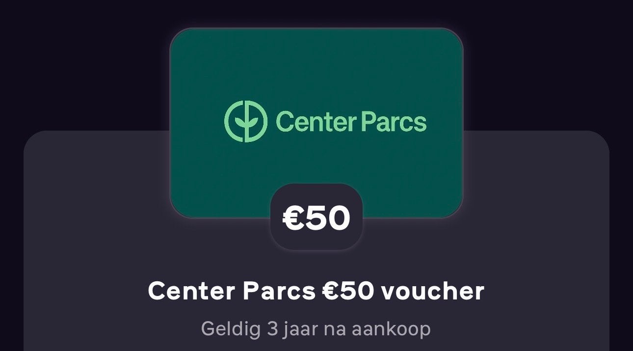 Centerparcs €50 cadeaubon verkeerd gekocht, Tickets en Kaartjes, Kortingen en Cadeaubonnen, Drie personen of meer, Cadeaubon, Bungalowpark