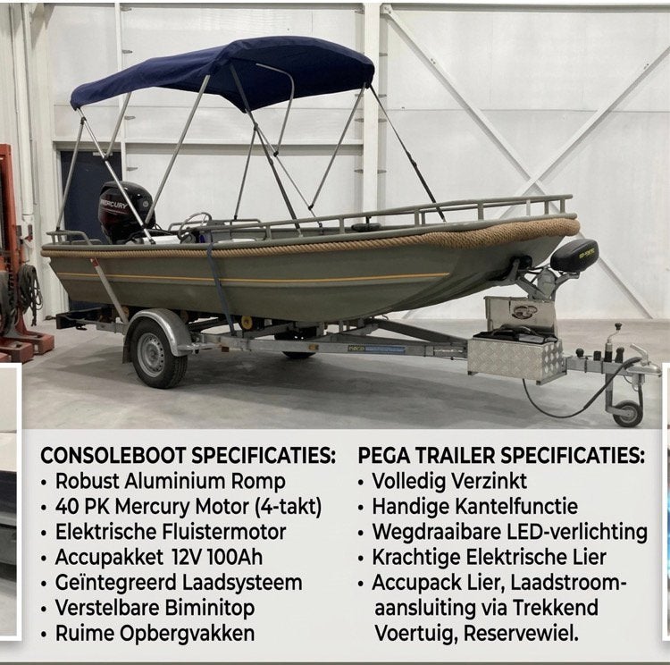 Aluminium platbodem Consoleboot / visboot, Ophalen, Gebruikt, 20 cm, 2 m