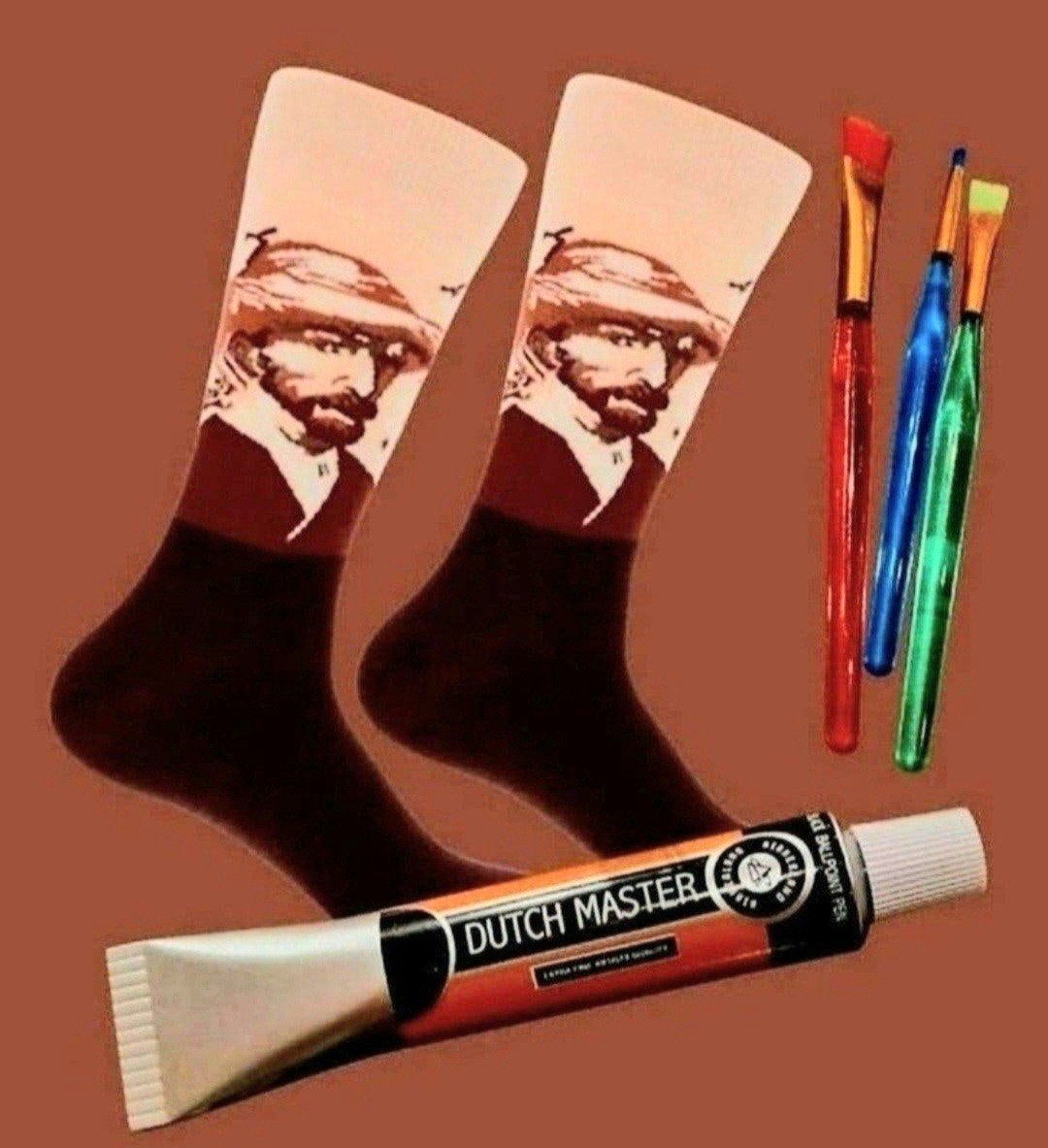 VINCENT VAN GOGH SOKKEN + TUBE VERF (PEN) + PENSELEN (DECO), Ophalen of Verzenden, Nieuw, Overige maten, Overige kleuren