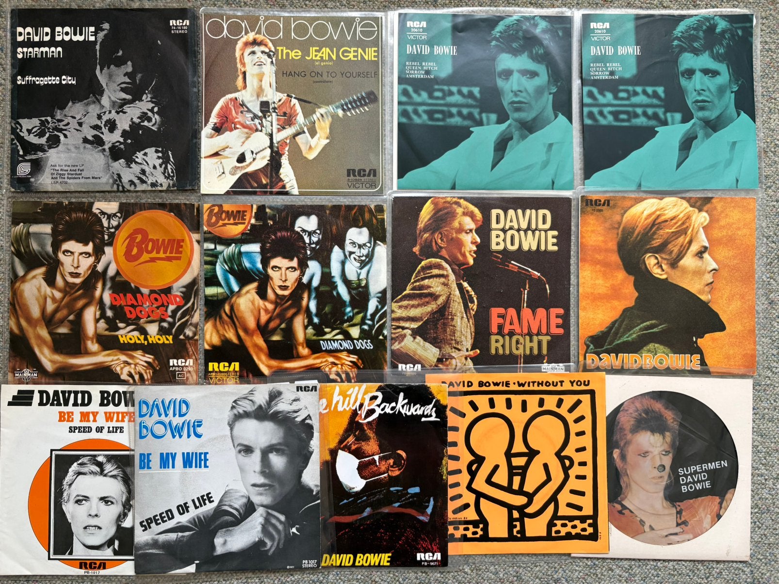 David Bowie 7" verzameling 13 singles, Cd's en Dvd's, Vinyl Singles, Gebruikt, 7 inch, Single, Ophalen of Verzenden