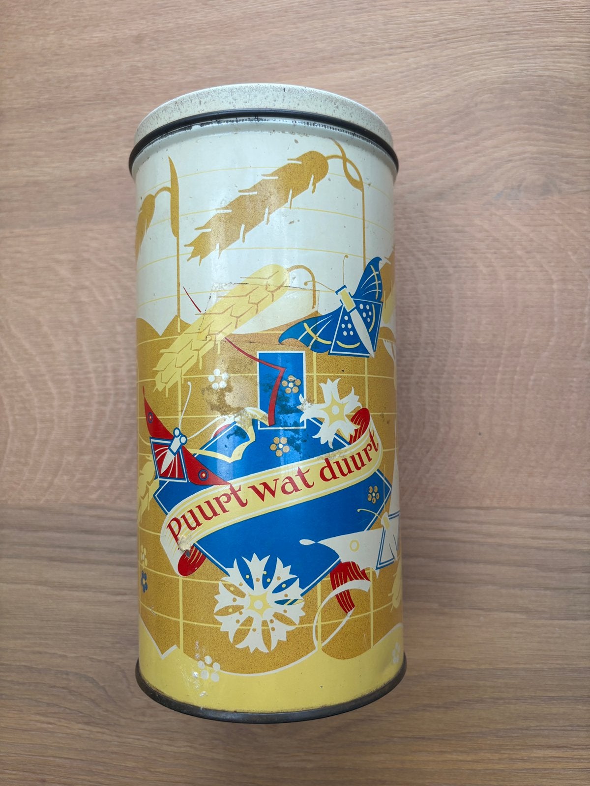 Vintage Hooymeijer Beschuit Blik - Vlinder Design, Verzamelen, Ophalen, Gebruikt, Beschuit, Overige merken