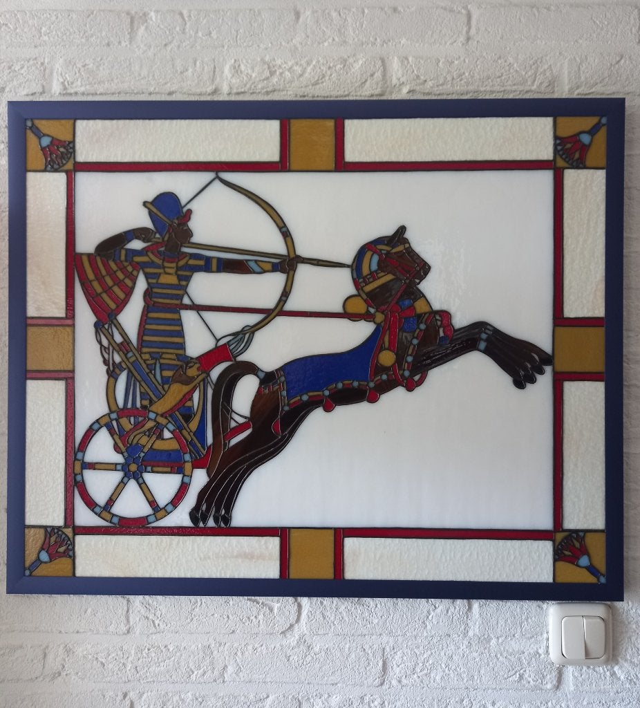 Glas in lood tableau met Tiffany techniek gemaakt, Ophalen, Minder dan 80 cm, Overige typen, Zo goed als nieuw