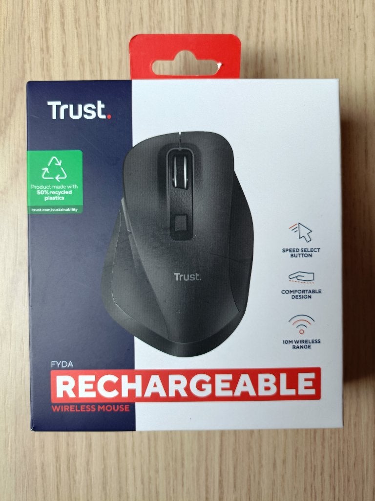Trust Fyda Oplaadbare Draadloze Muis - Ergonomisch - NIEUW, Rechtshandig, Muis, Ergonomisch, Ophalen of Verzenden