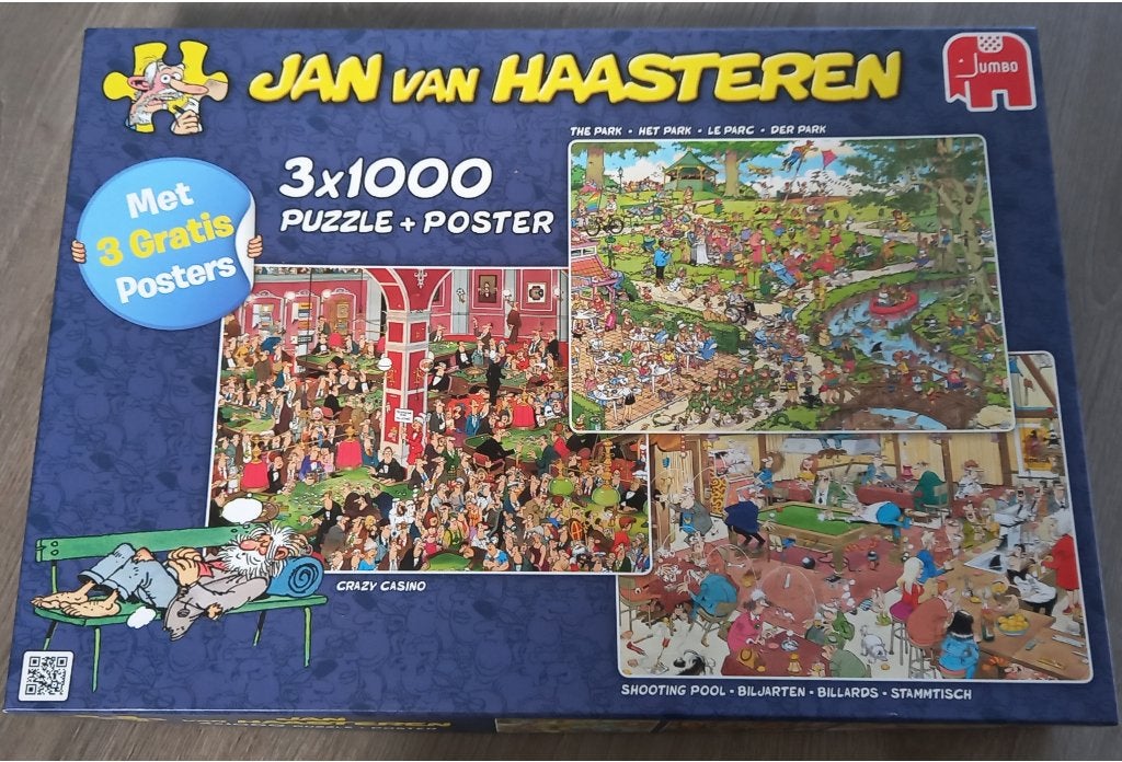 Jan van Haasteren legpuzzels Park, Casino, Biljarten 3x1000, Ophalen, 500 t/m 1500 stukjes, Gebruikt, Legpuzzel