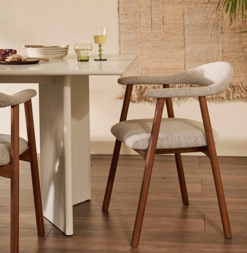 by fonQ Nordic Eetkamerstoel Walnoot Greige | Van €189, nu, Byfonq, Bruin, Byfonq, Nieuw
