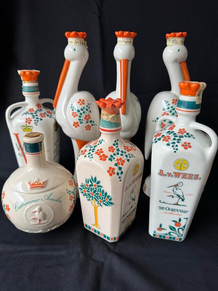 Complete set Van Wees Koninklijk Huis kruiken Oranjebitter, Verzamelen, Ophalen, Nieuw, Nederland, Overige typen