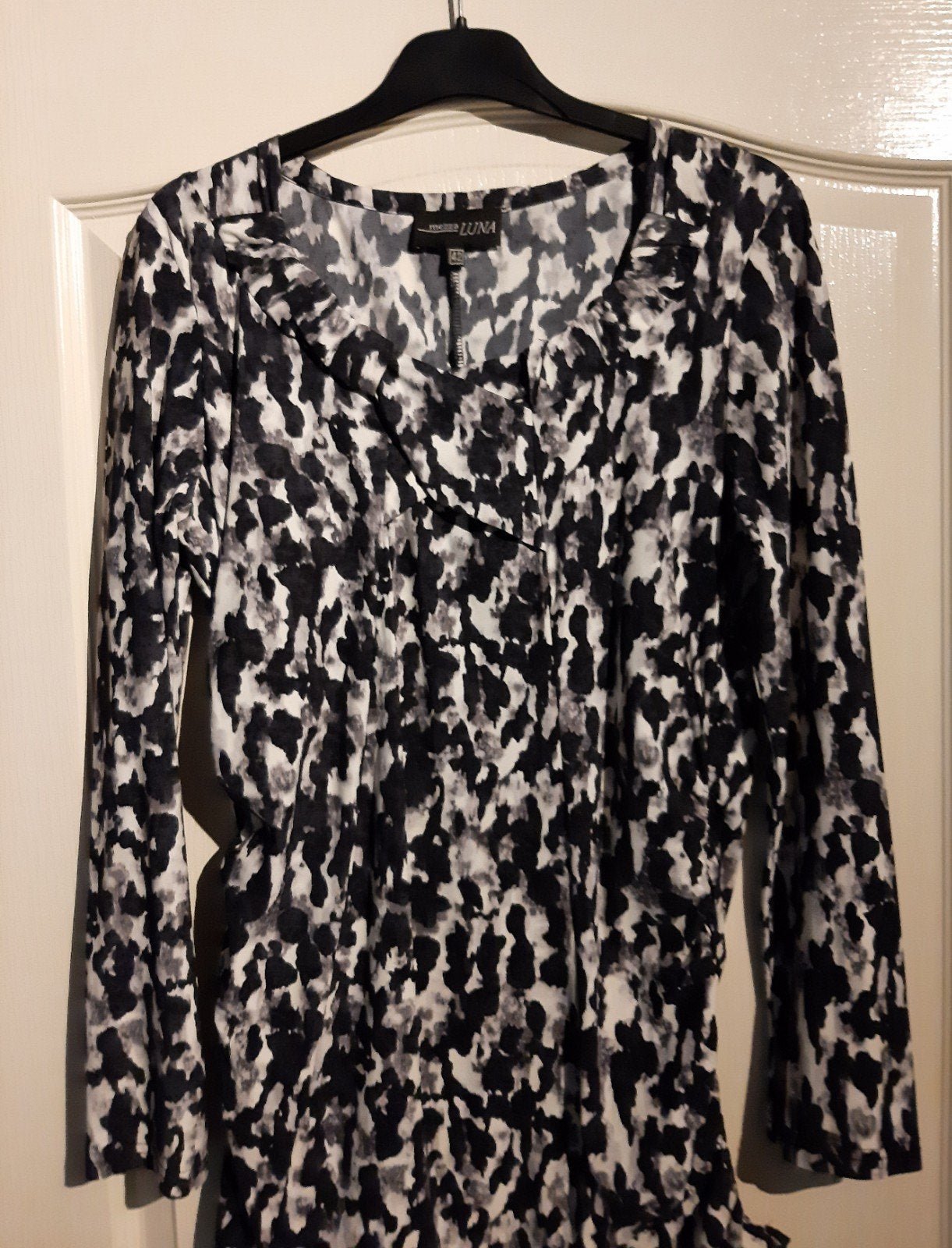 Mezza Luna Tuniek/ Blouse Zwart/Wit Maat 42, Mezza Luna, Zwart, Maat 42/44 (L), Ophalen of Verzenden