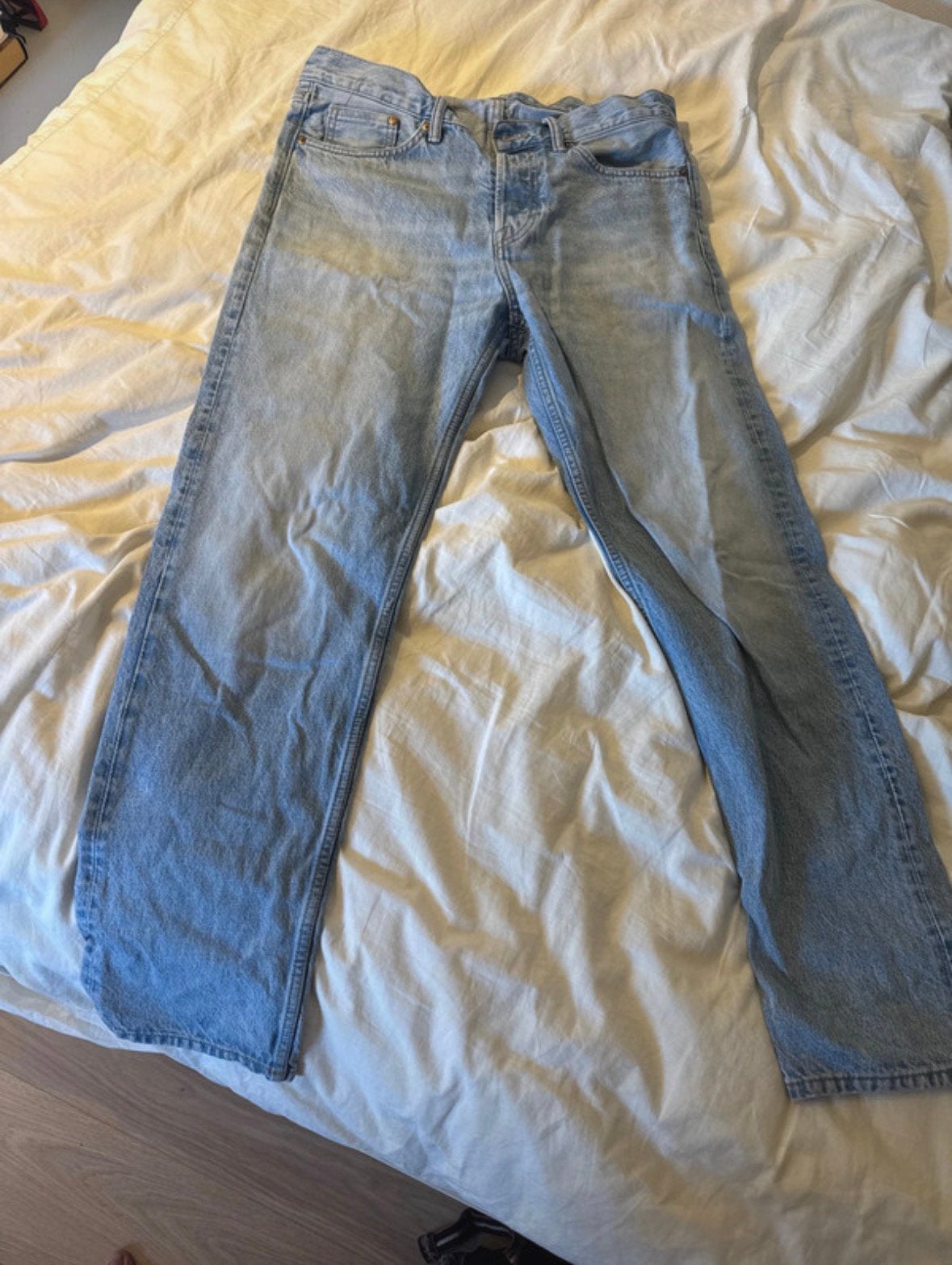 Spijkerbroek H&M, Kleding | Heren, Spijkerbroeken en Jeans, Ophalen of Verzenden, Zo goed als nieuw, Blauw, W32 (confectie 46) of kleiner
