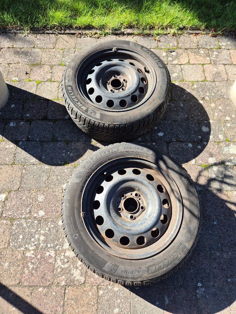 Michelin Alpin 6 winterbanden 205/55R16 op velg, Ophalen, Gebruikt, 16 inch, Banden en Velgen