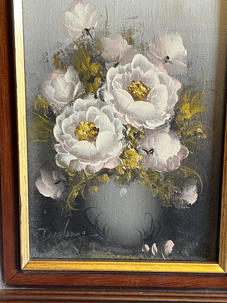 Schilderij A. Domberg Bloemen 25.5 x 20.5, Ophalen of Verzenden, Bloemen