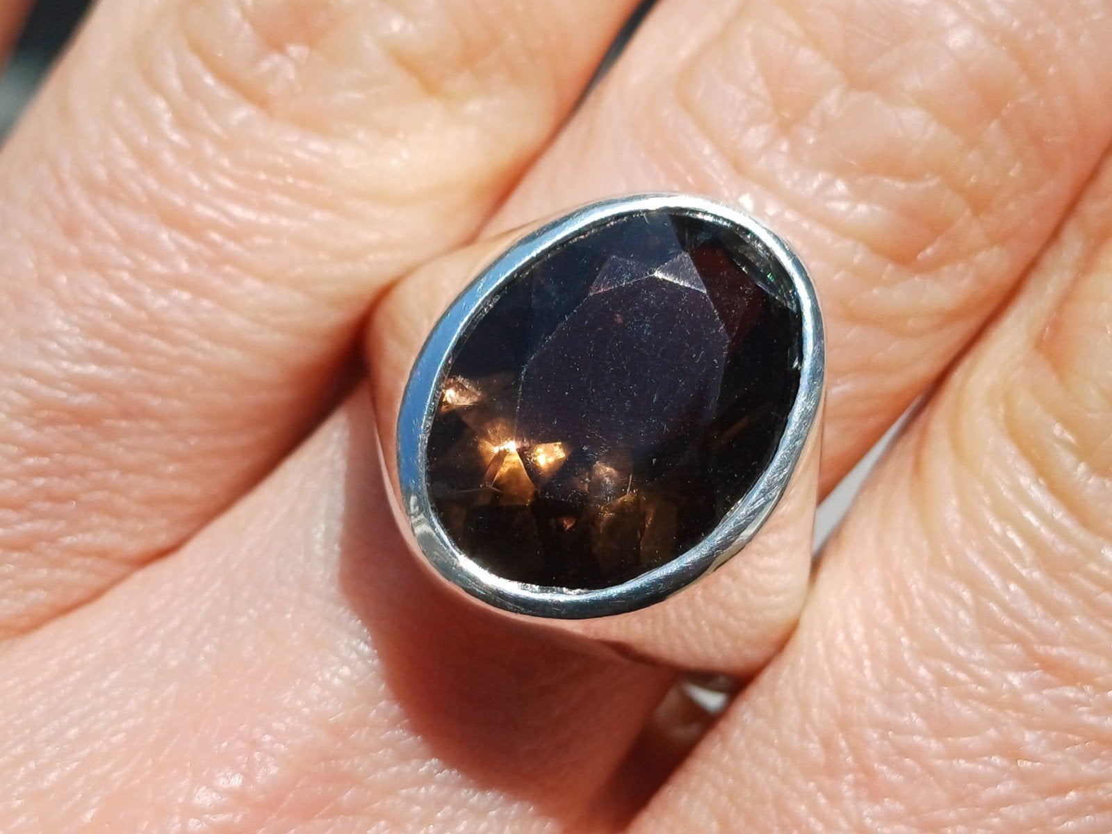 Vanoli 925 zilveren heren ring met rookkwarts maat 19, Sieraden, Tassen en Uiterlijk, Ringen, Daiva1973@hotmail.com, Vanoli, Bruin