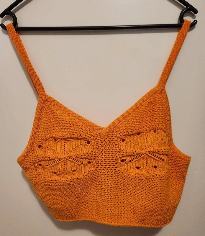 Crop topje, kleur licht oranje, maat m, merk H&M, Maat 38/40 (M), H&M Divided, Oranje, Ophalen of Verzenden